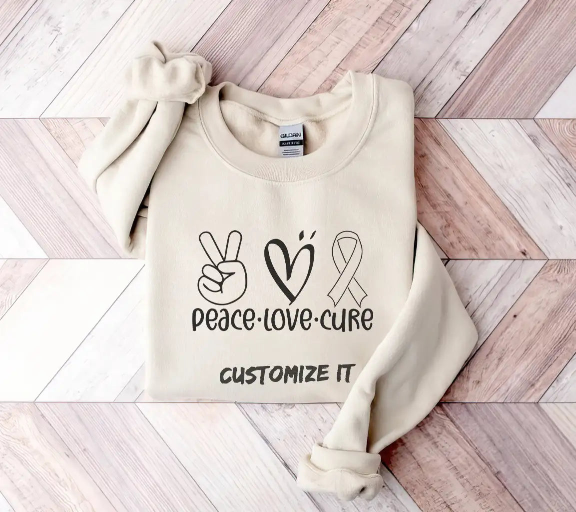 Peace Love Cure SVG - Breast Cancer Awareness Ribbon Design SVG