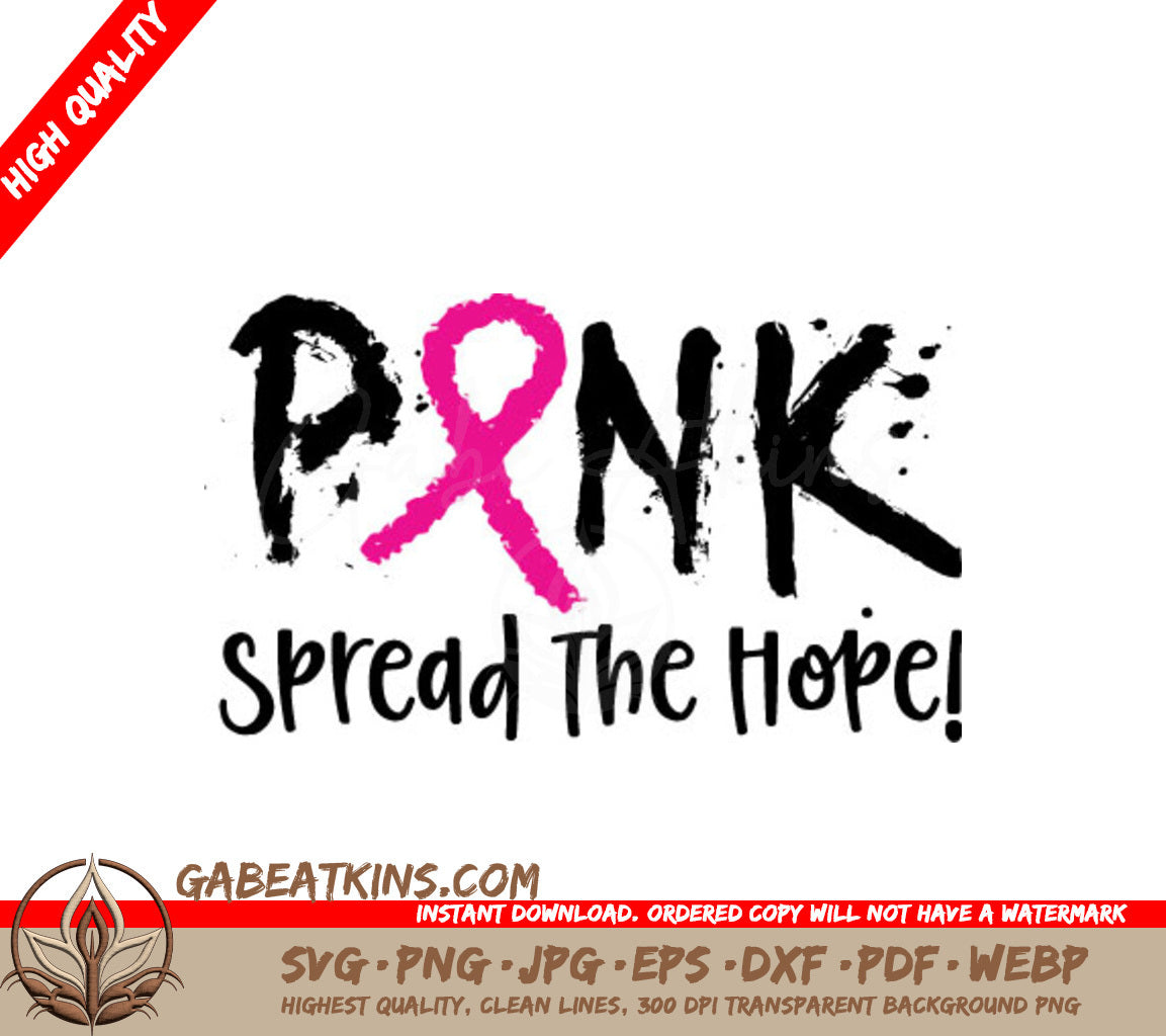 Pink Ribbon Spread the Hope SVG - Breast Cancer Awareness Design SVG