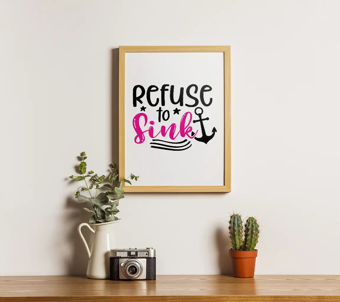 Pink & Black Anchor Refuse to Sink SVG - Breast Cancer Awareness SVG