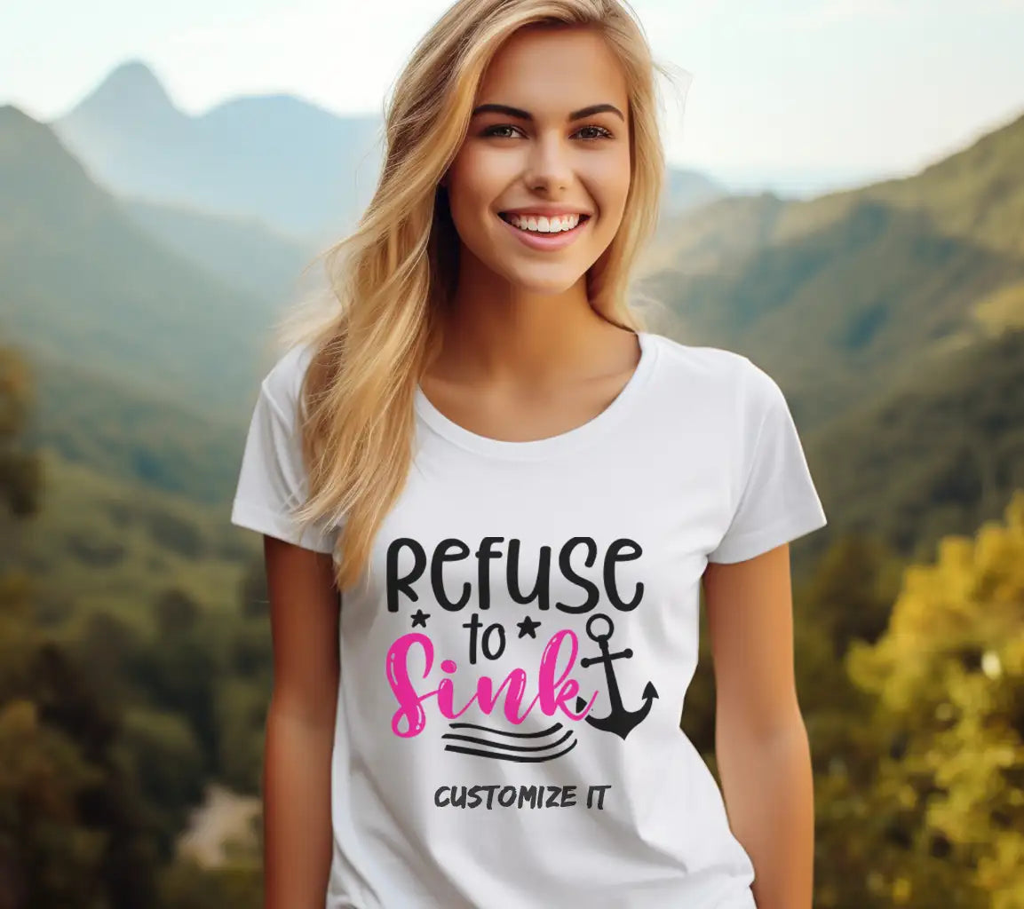 Pink & Black Anchor Refuse to Sink SVG - Breast Cancer Awareness SVG