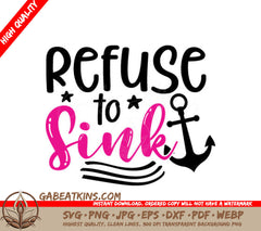 Pink & Black Anchor Refuse to Sink SVG - Breast Cancer Awareness SVG