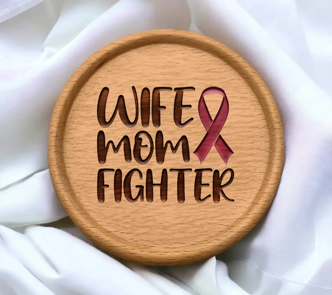 Wife Mom Fighter Pink Ribbon SVG - Breast Cancer Awareness Design SVG