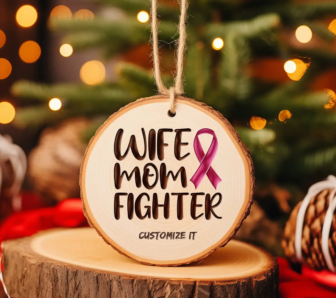 Wife Mom Fighter Pink Ribbon SVG - Breast Cancer Awareness Design SVG