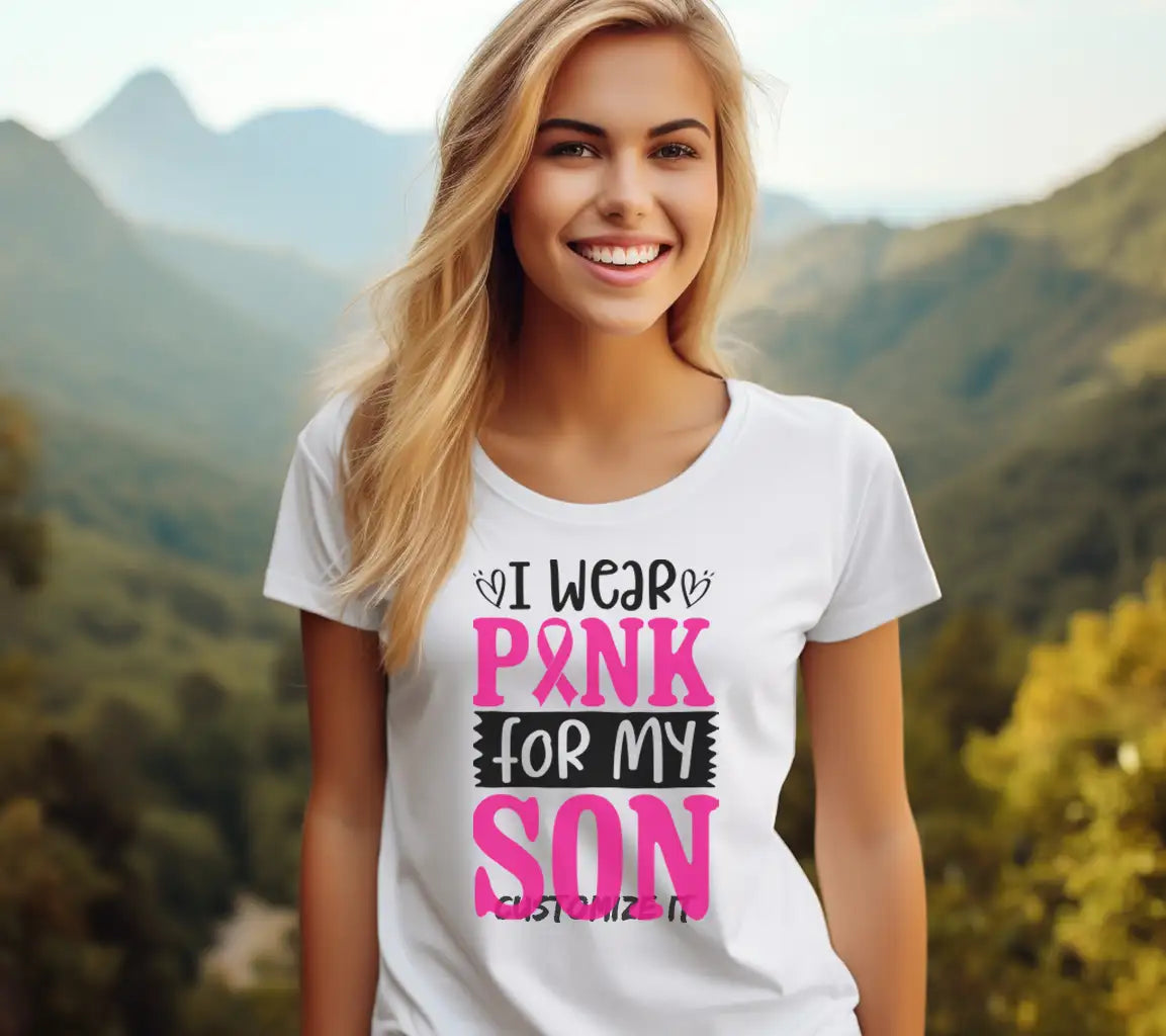 I Wear Pink For My Son SVG - Breast Cancer Awareness Poster SVG