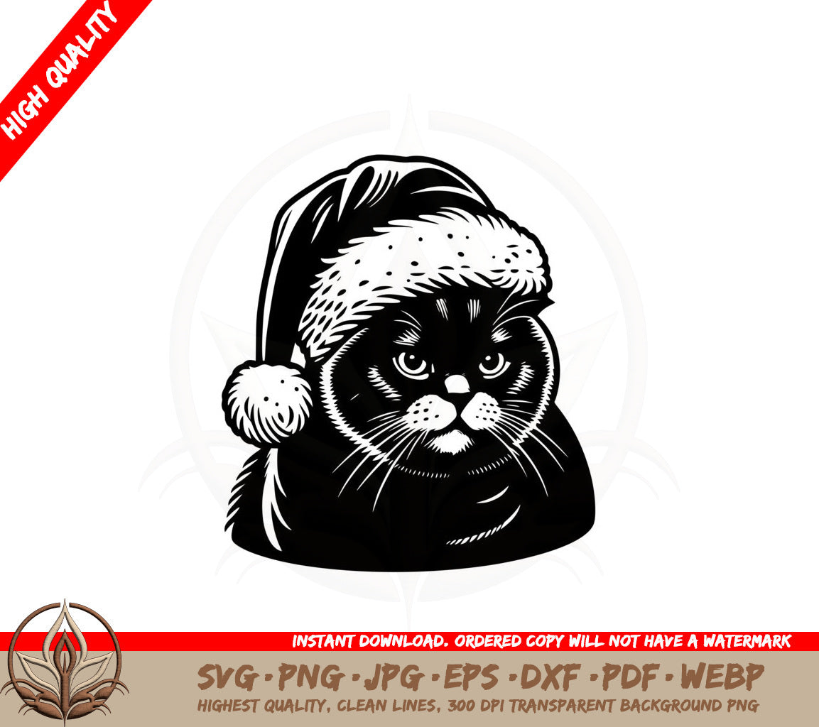 British Shorthair Santa Cat SVG 