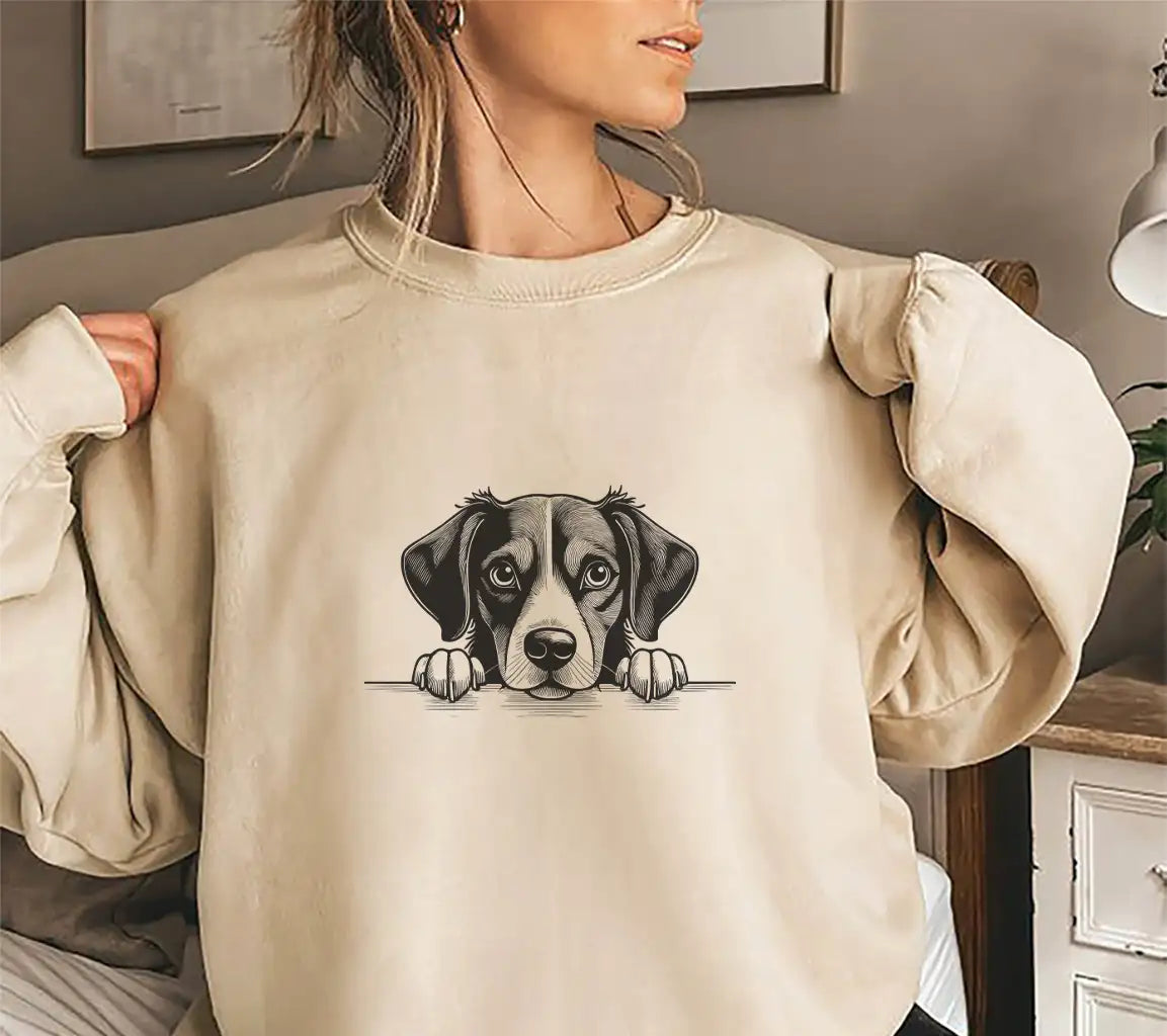 Brittany Dog Peeking Over Wall -  SVG SVG