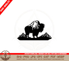 Buffalo Amidst Mountains SVG 