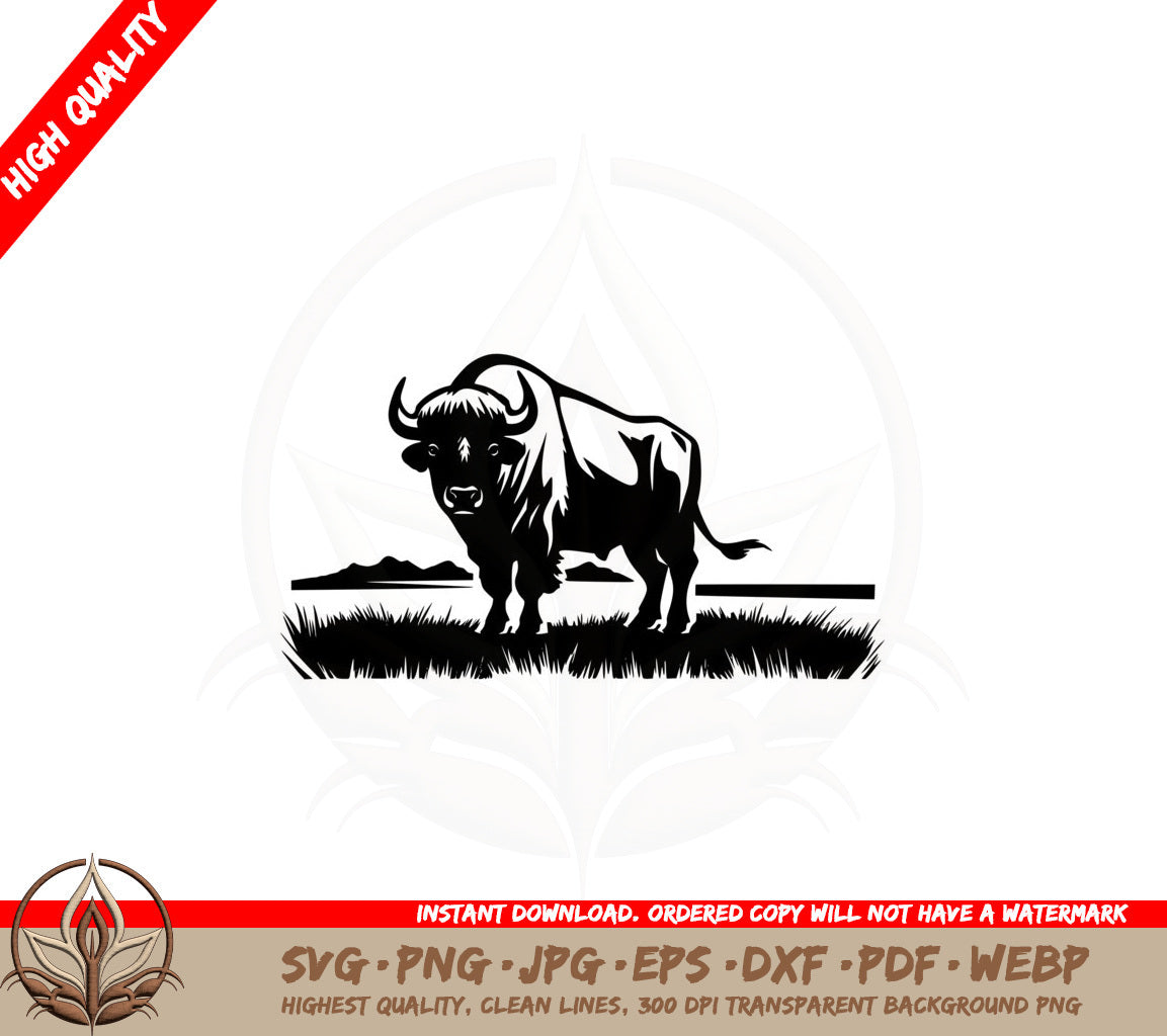 Buffalo in Field SVG 