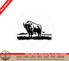 Buffalo in Field SVG 