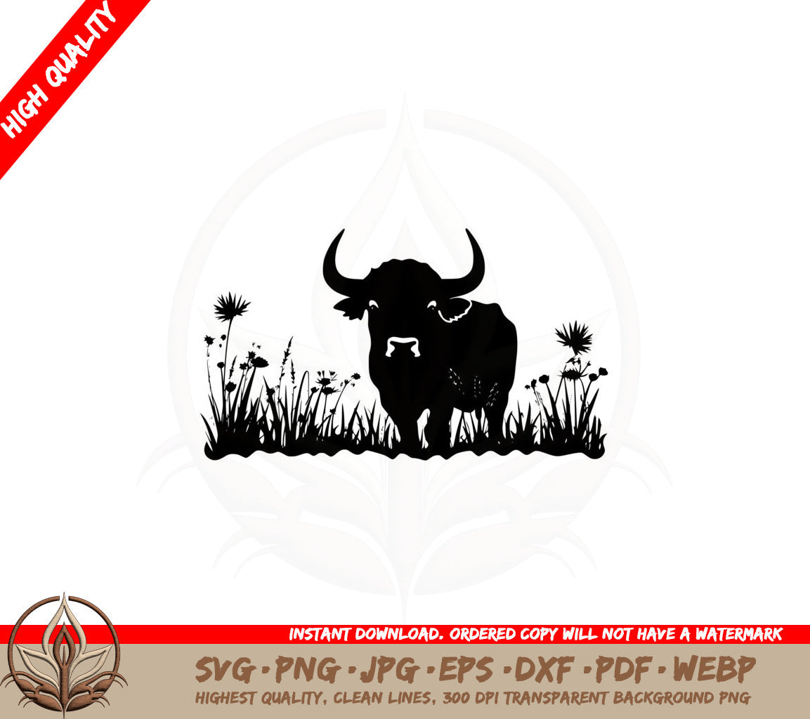 Buffalo in Wildflower Field SVG 