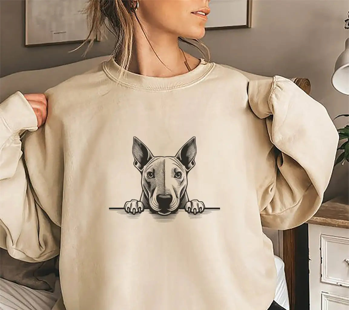 Bull Terrier Peeking Over Table -  SVG Illustration SVG