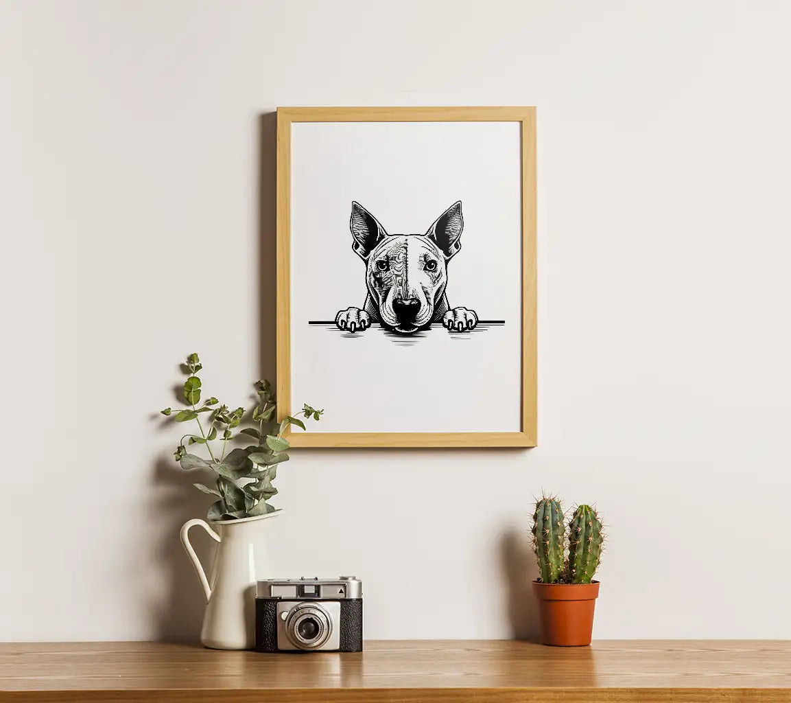 Bull Terrier Peeking Over Table -  SVG Illustration SVG