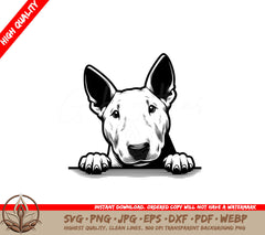 Peeking Bull Terrier SVG - Digital Product with 8 file formats