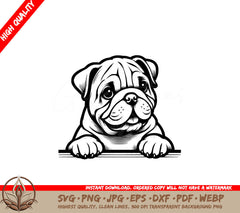 Bulldog Peeking SVG - Digital product file in various formats