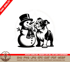 Bulldog and Snowman SVG 