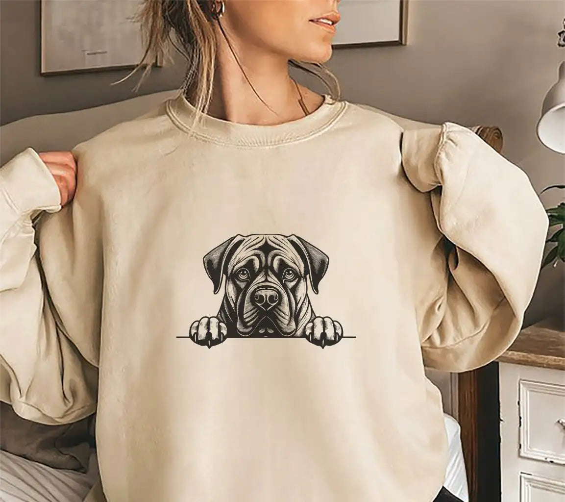  Boxer Dog Peeking Over Wall SVG - Bullmastiff Paws Up SVG