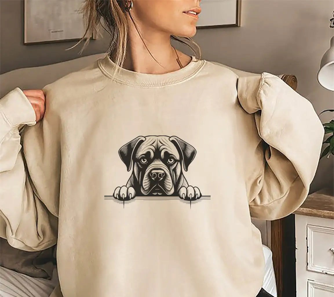  Boxer Dog Peeking Over Wall SVG - Bullmastiff with Paws SVG