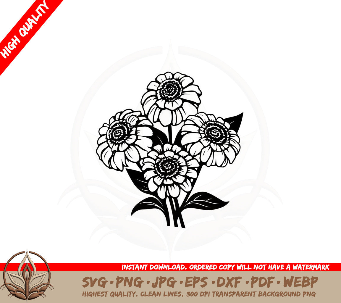 Bunch of Zinnia Flowers SVG 