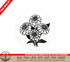 Bunch of Zinnia Flowers SVG 