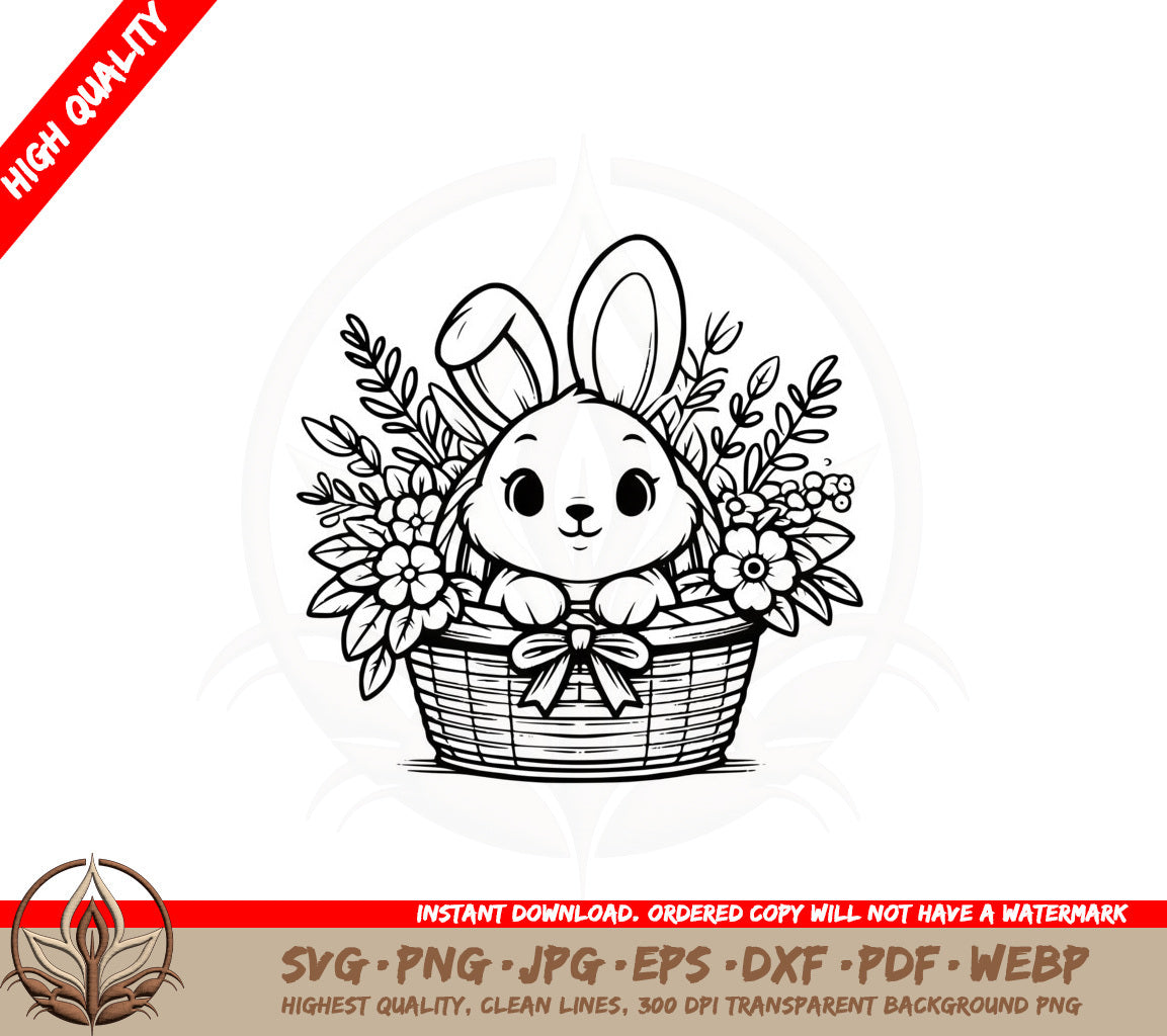 Bunny Flower Basket SVG 