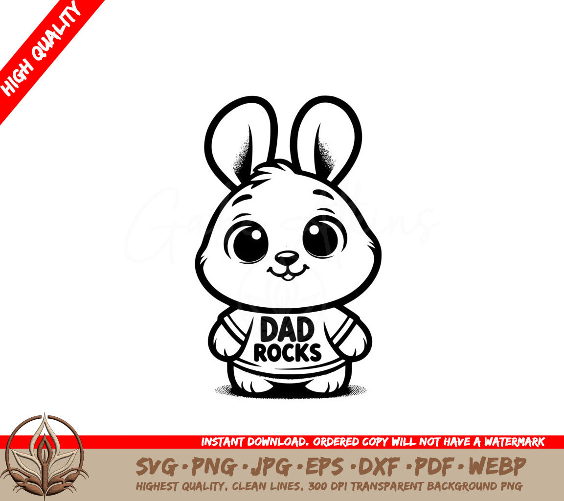 Bunny Rockstar Dad Design SVG