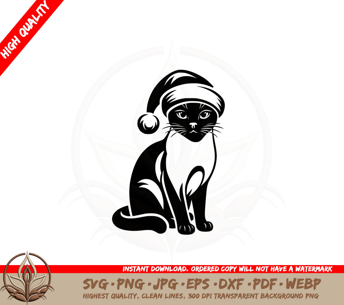 Burmese Santa Hat Cat SVG 