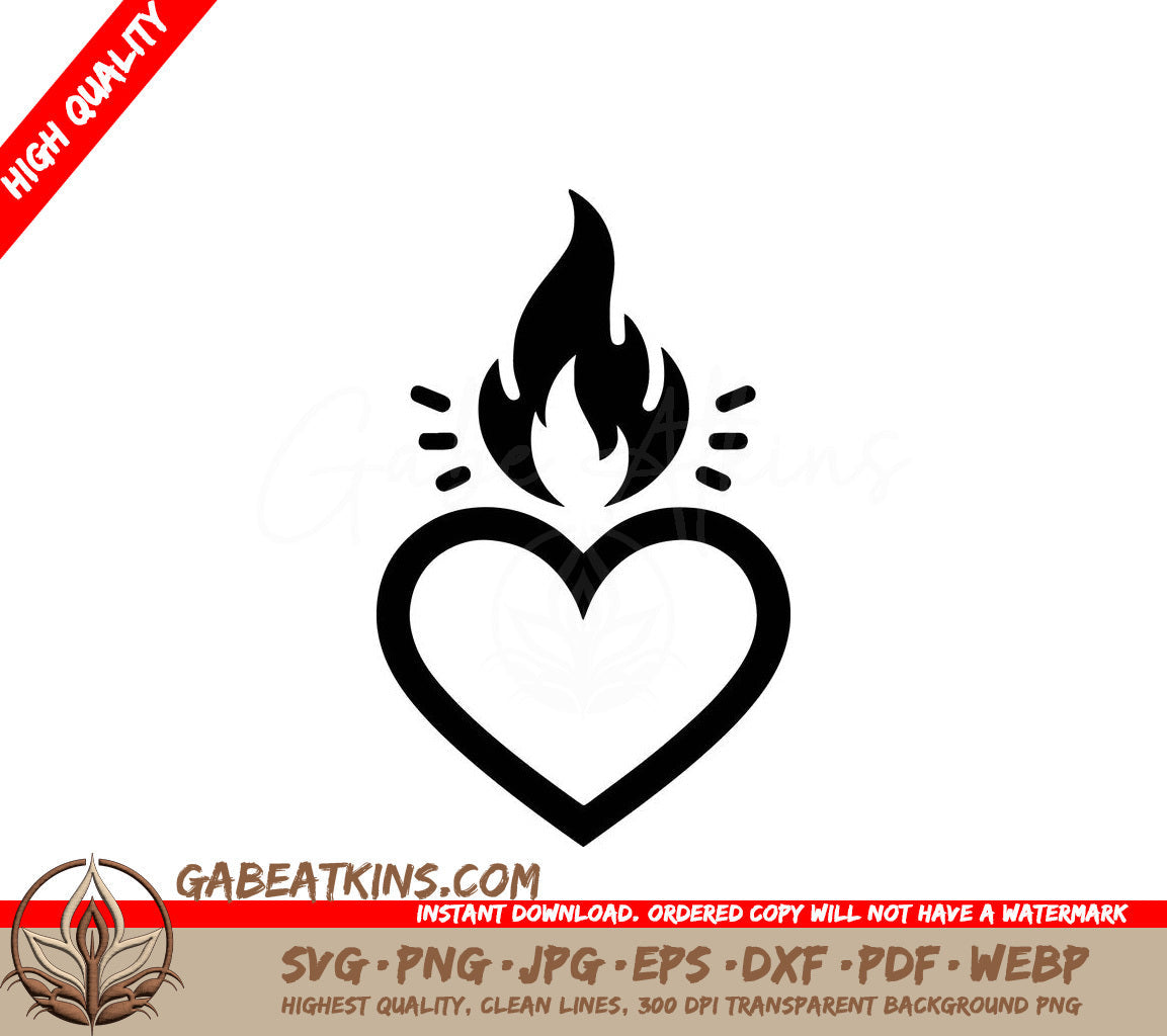  A Heart With Flames Coming Out Of It SVG - Burning Passion SVG