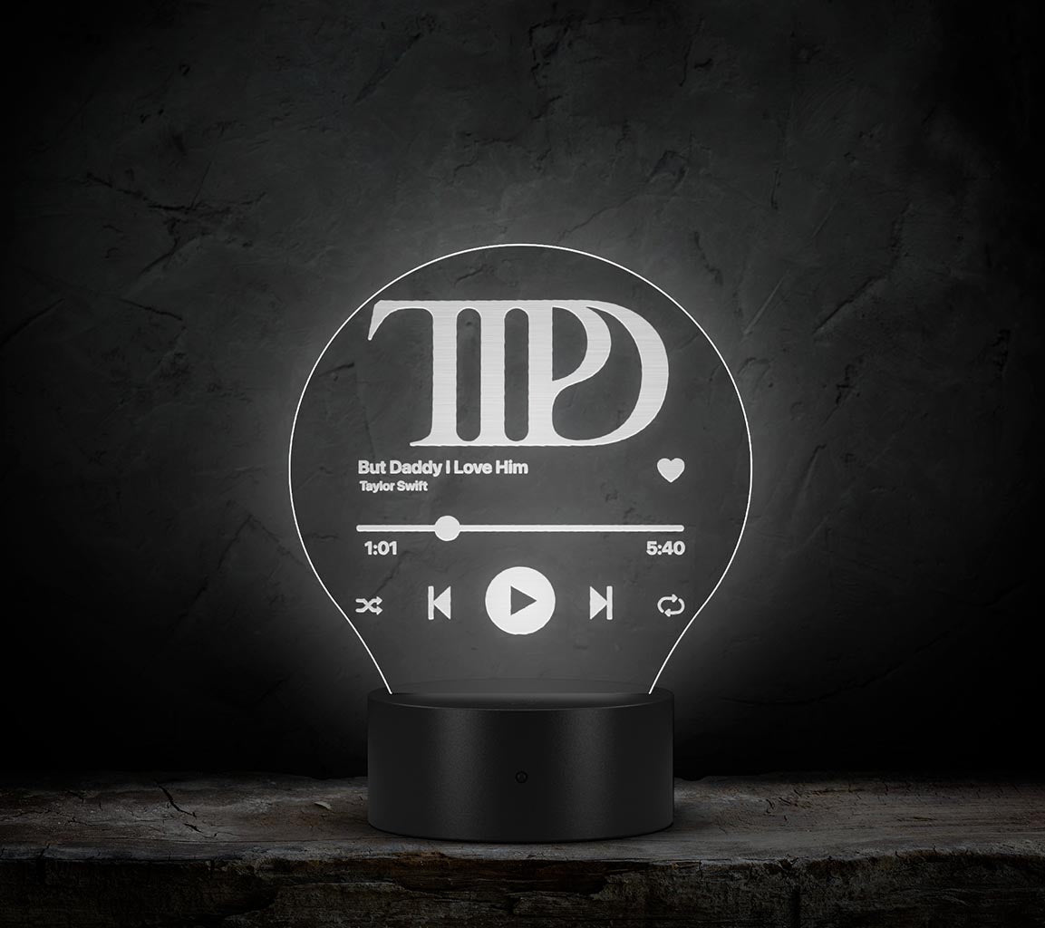 Taylor Swift Night Light - Personalized with your favorite TTPD Song - front view