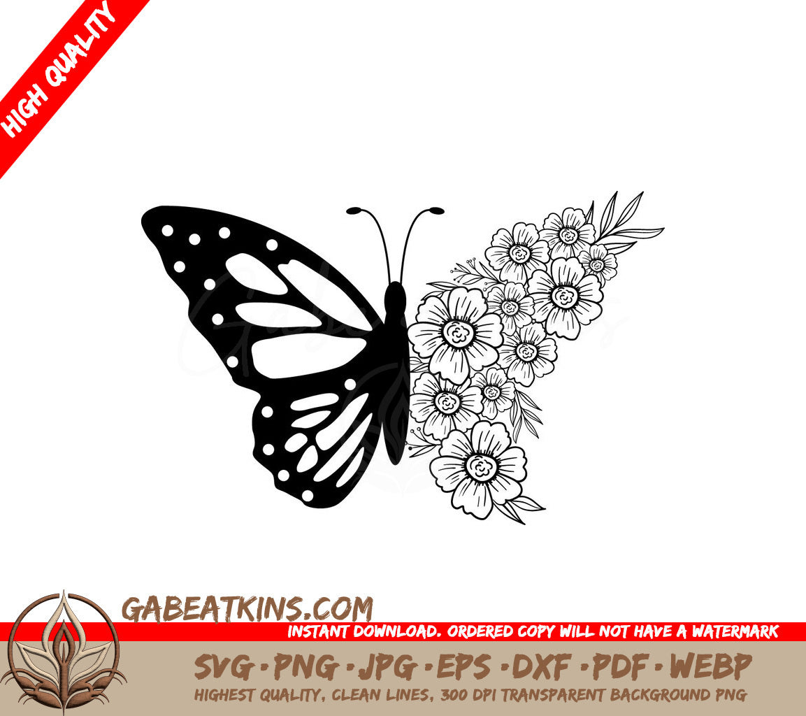  Butterfly and Flowers SVG for Paper Cutting SVG