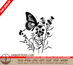 Butterfly Blooms SVG -  A Butterfly And Flowers