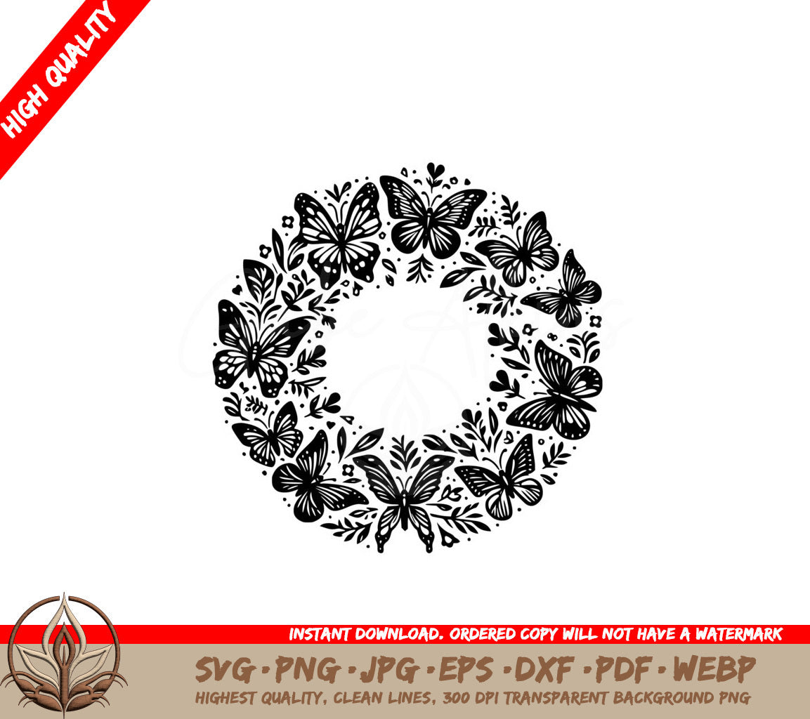 Butterfly Floral Wreath SVG - Digital Product for flexibility