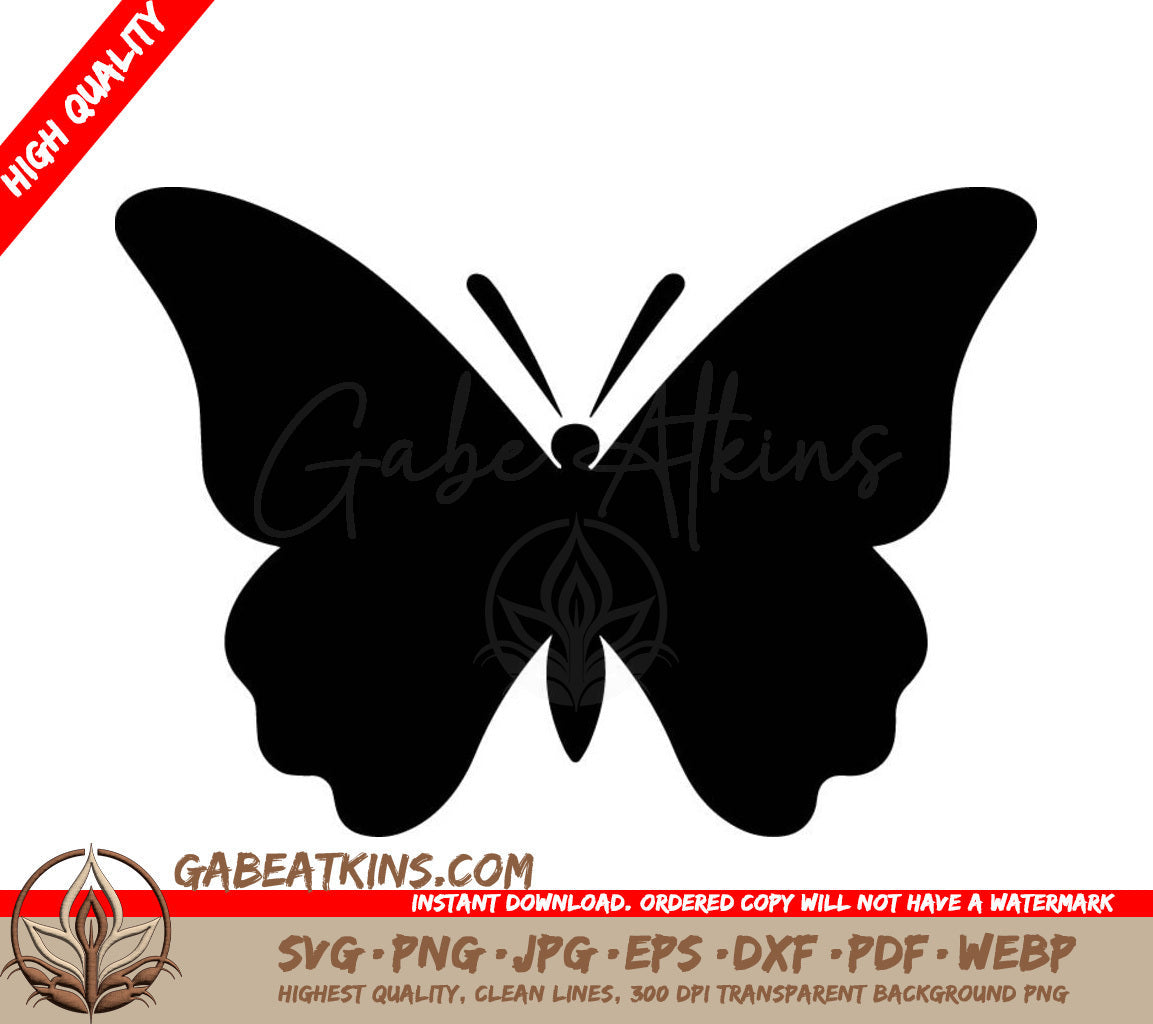 Butterfly Symmetry SVG - A Black Silhouette Of A Butterfly On A White Background