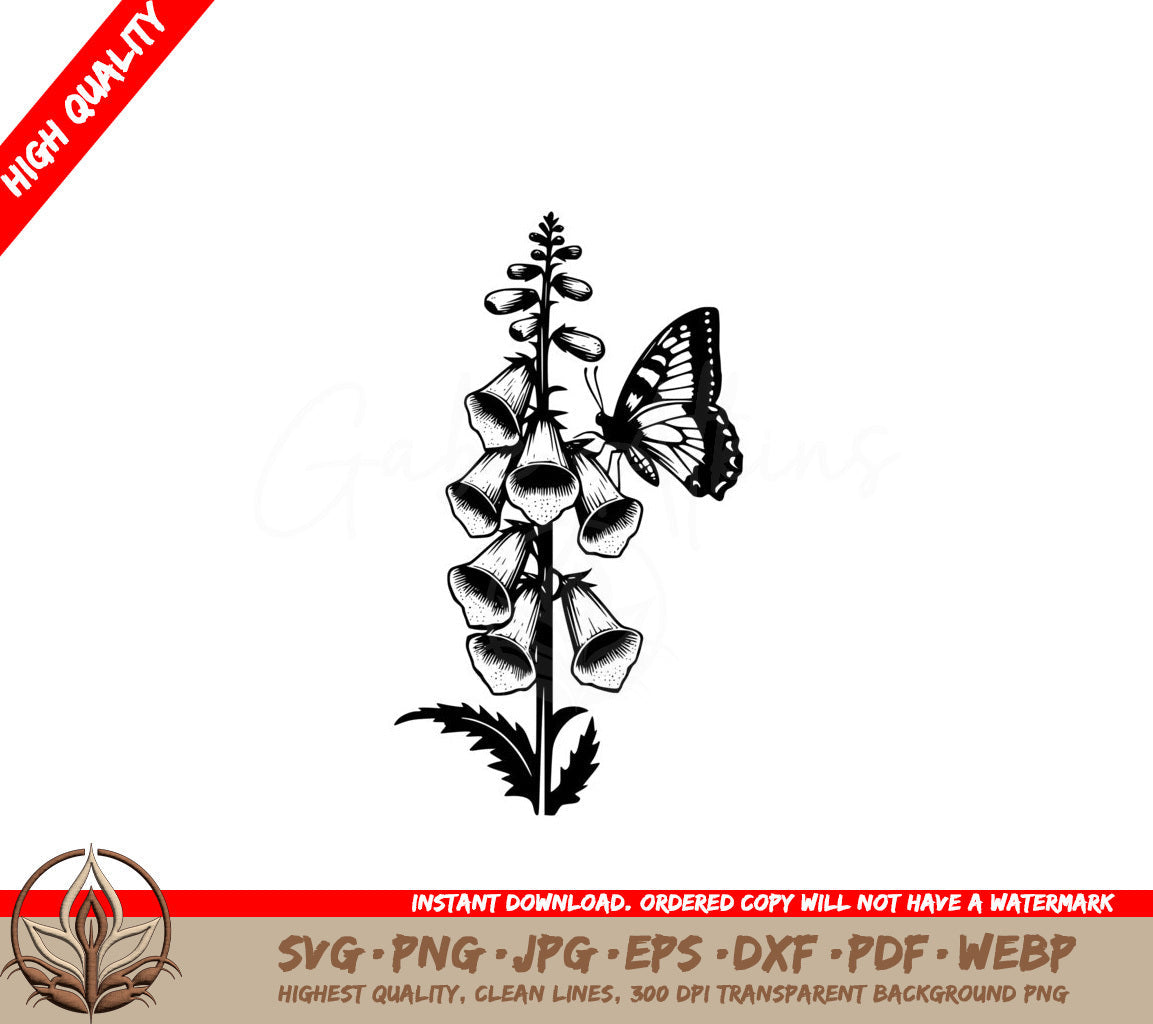 Butterflys Foxglove SVG: Digital file in multiple formats