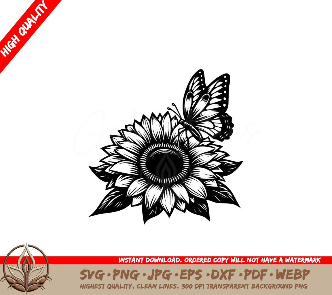 Butterflys Sunflower Rest SVG