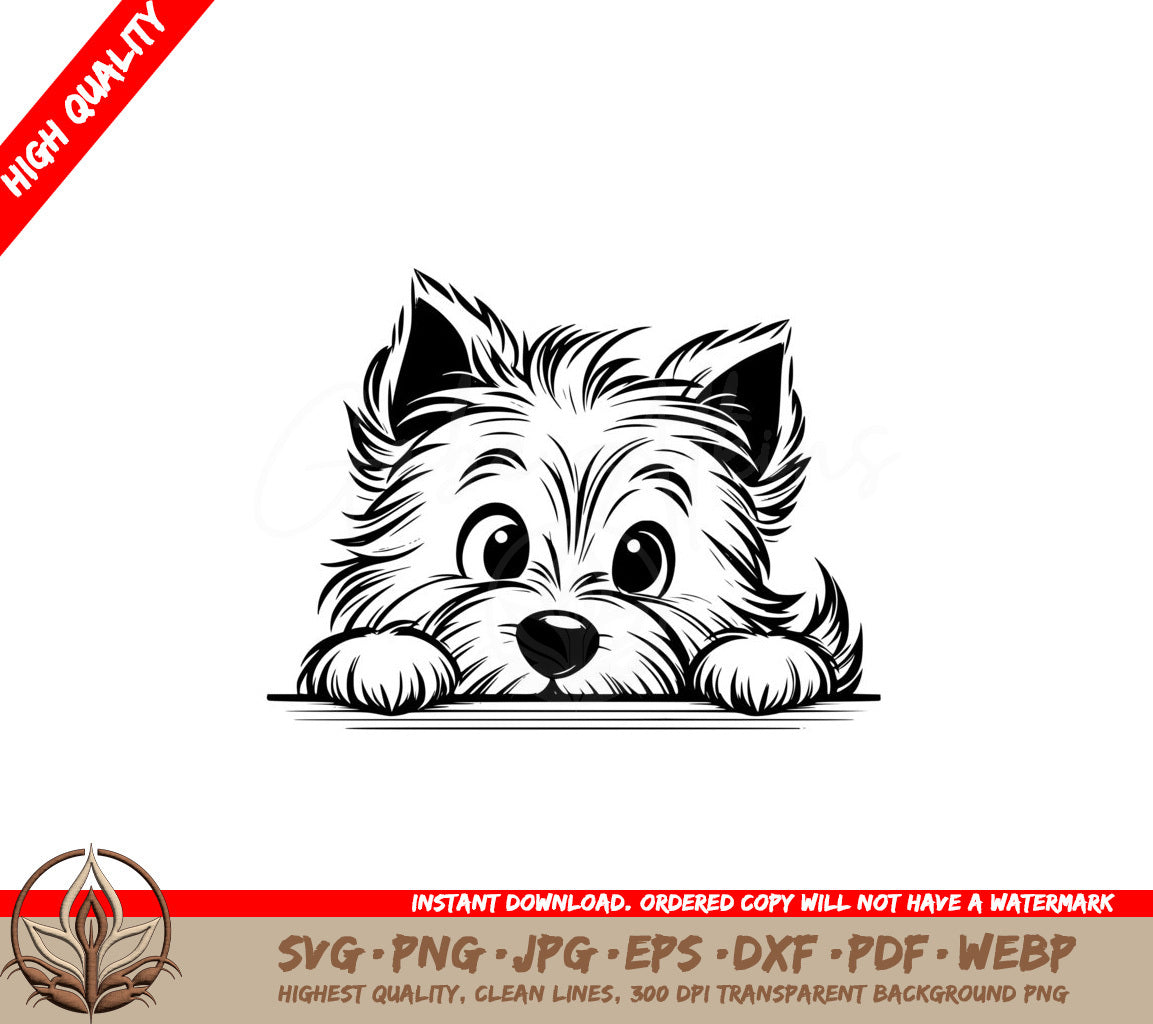 Cairn Terrier Peek Pup SVG Digital Product - Multiple File Formats