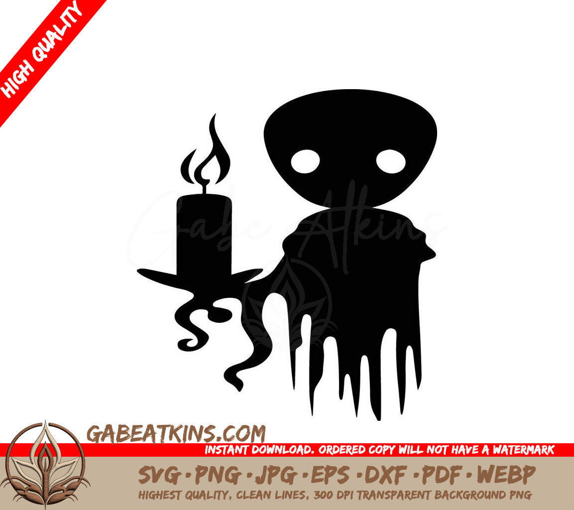 Spooky Ghost with Candle SVG - Halloween Design SVG