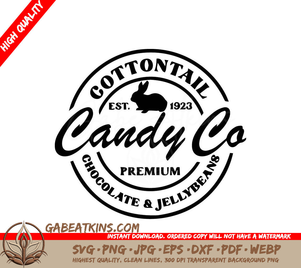 A Black And White Logo For Cottontail Candy Co. SVG - Candy Co. Easter SVG SVG