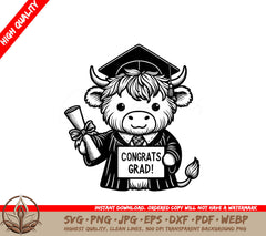 Cap and Gown Cow SVG - Digital Product with Multiple File Formats