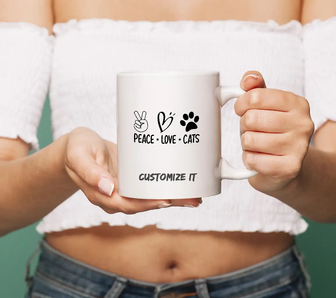 Peace Love Cats SVG - Peace Sign, Heart & Paw Print Design SVG