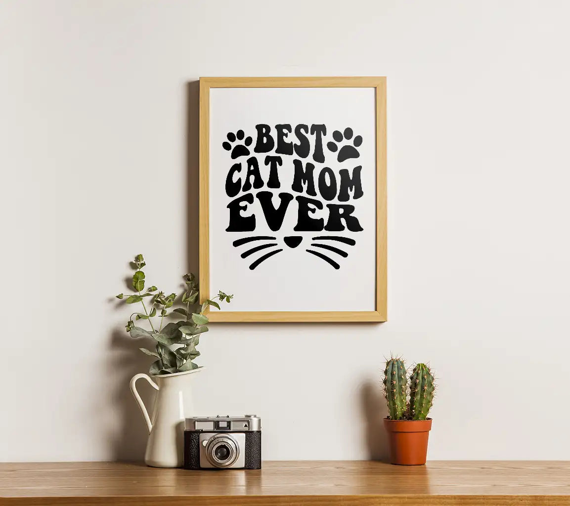 Best Cat Mom Ever SVG - Paw Print & Whisker Design SVG