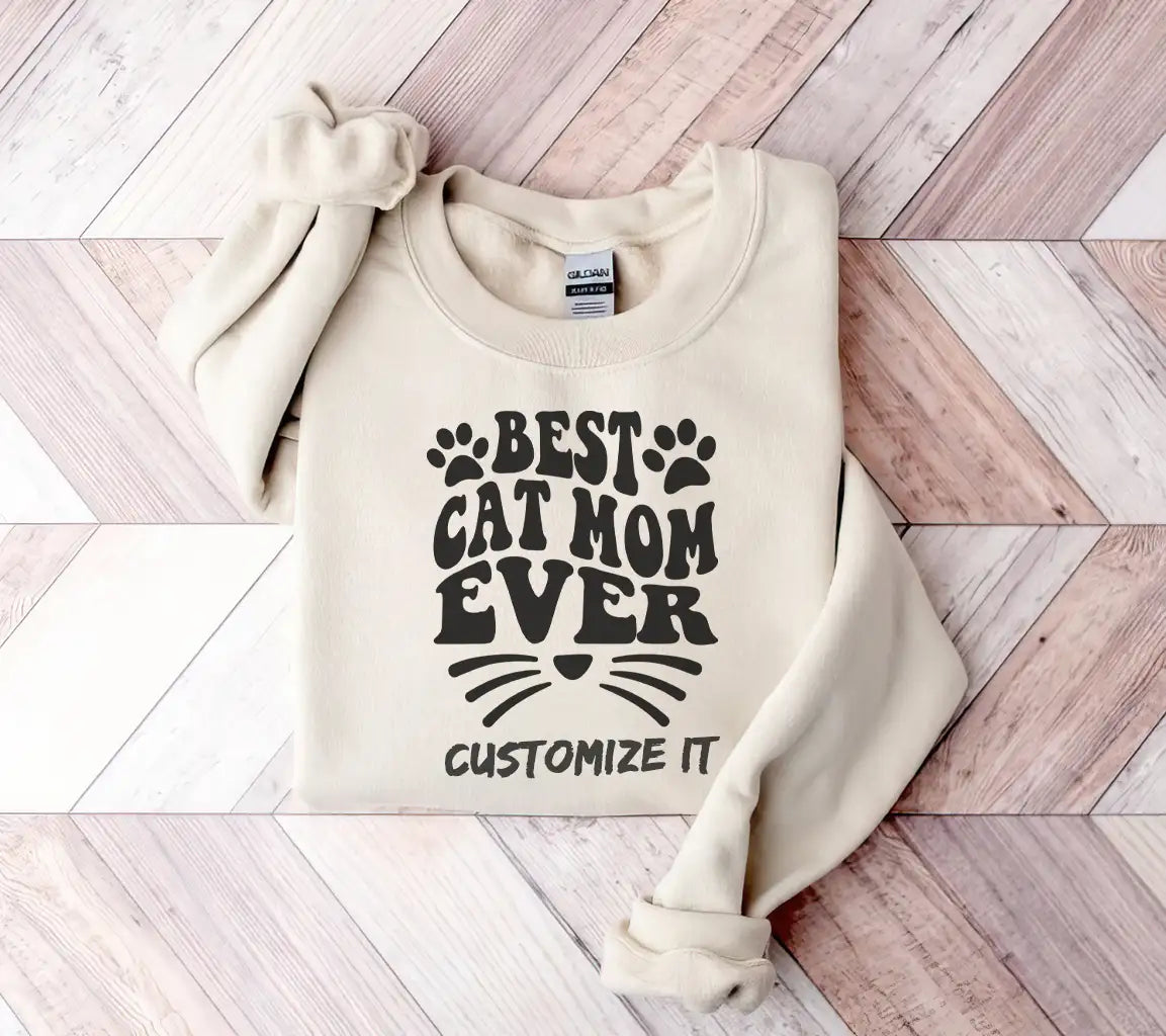 Best Cat Mom Ever SVG - Paw Print & Whisker Design SVG