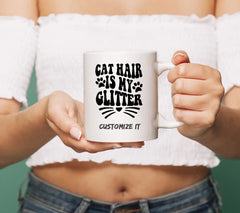 Cat Hair Is My Glitter SVG - Funny Cat Quote with Paw Prints and Whiskers SVG