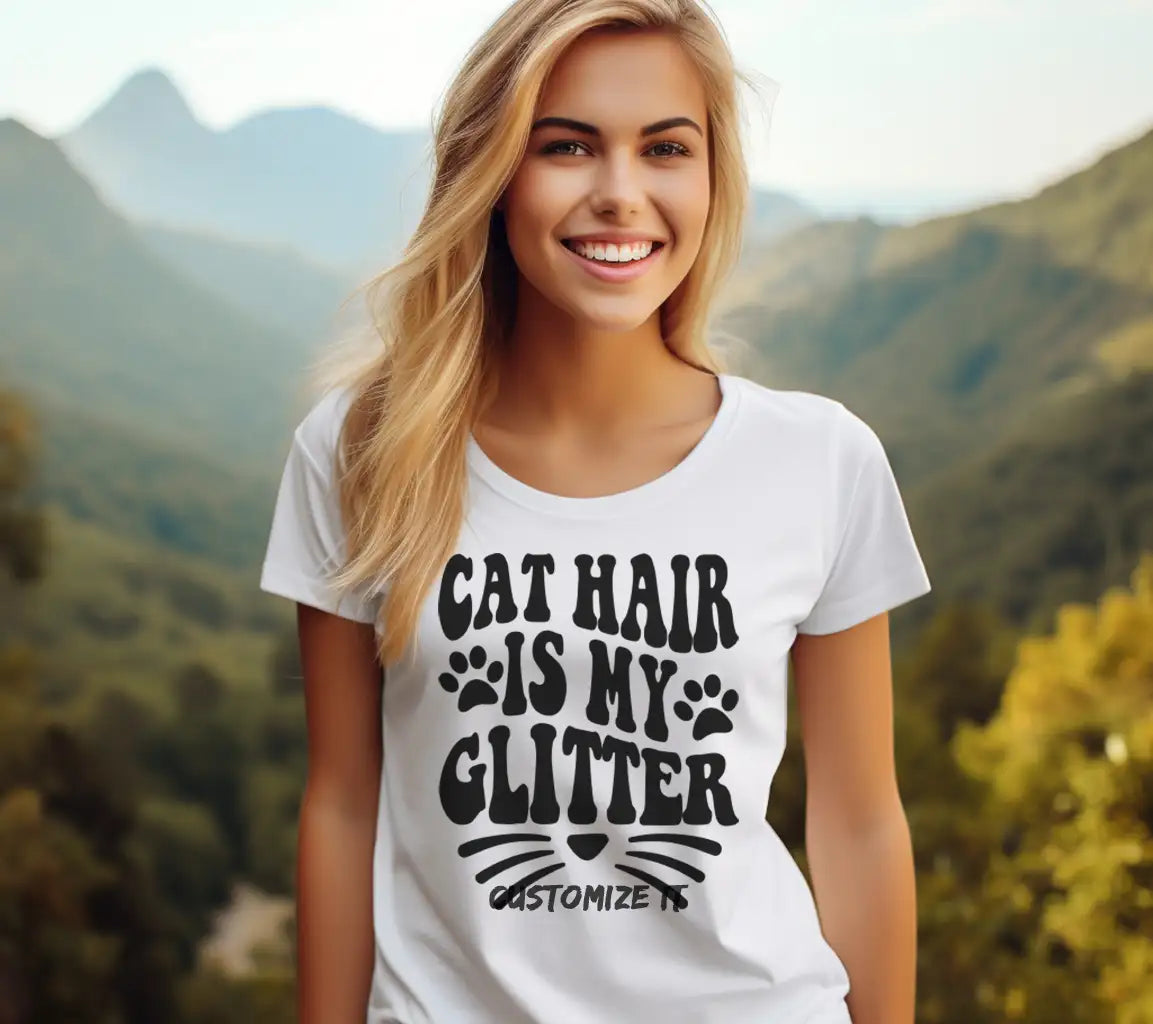 Cat Hair Is My Glitter SVG - Funny Cat Quote with Paw Prints and Whiskers SVG