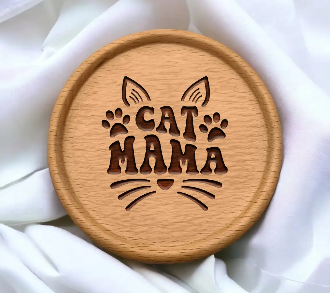  Cat Mama Silhouette SVG with Paw Prints SVG