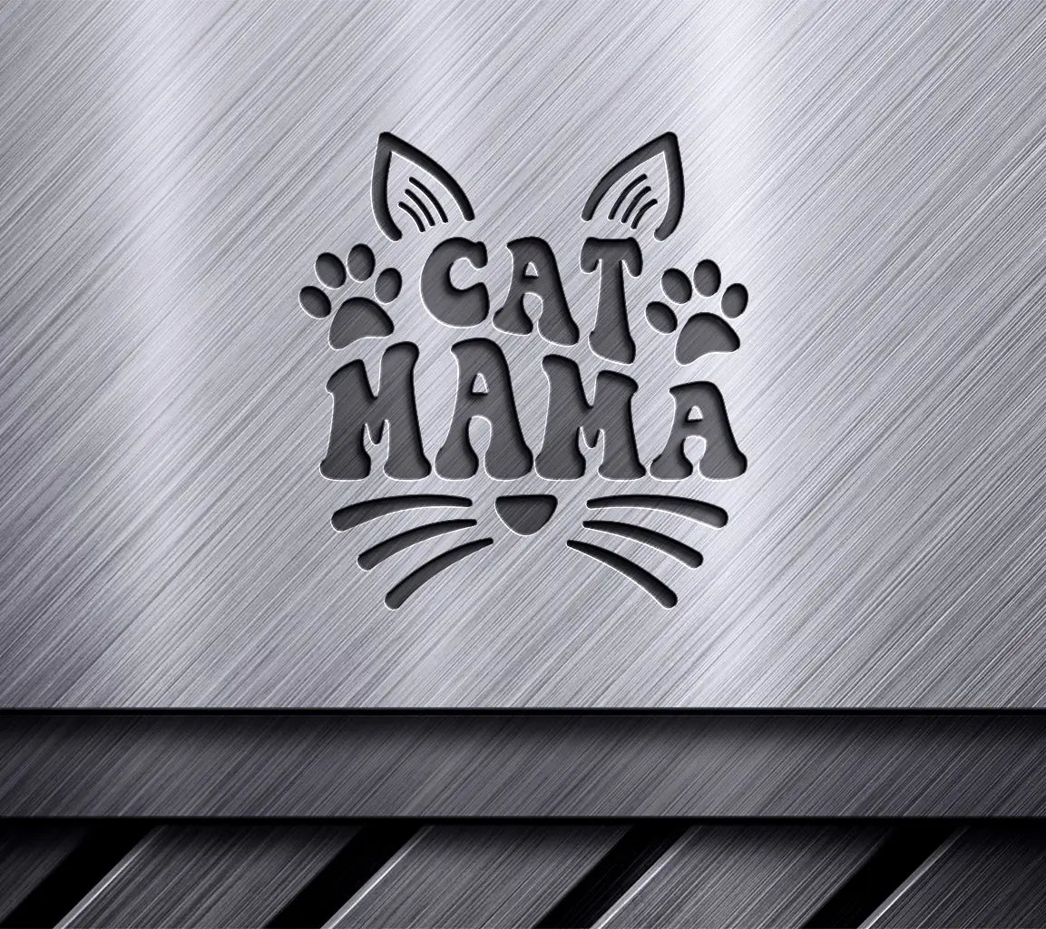  Cat Mama Silhouette SVG with Paw Prints SVG