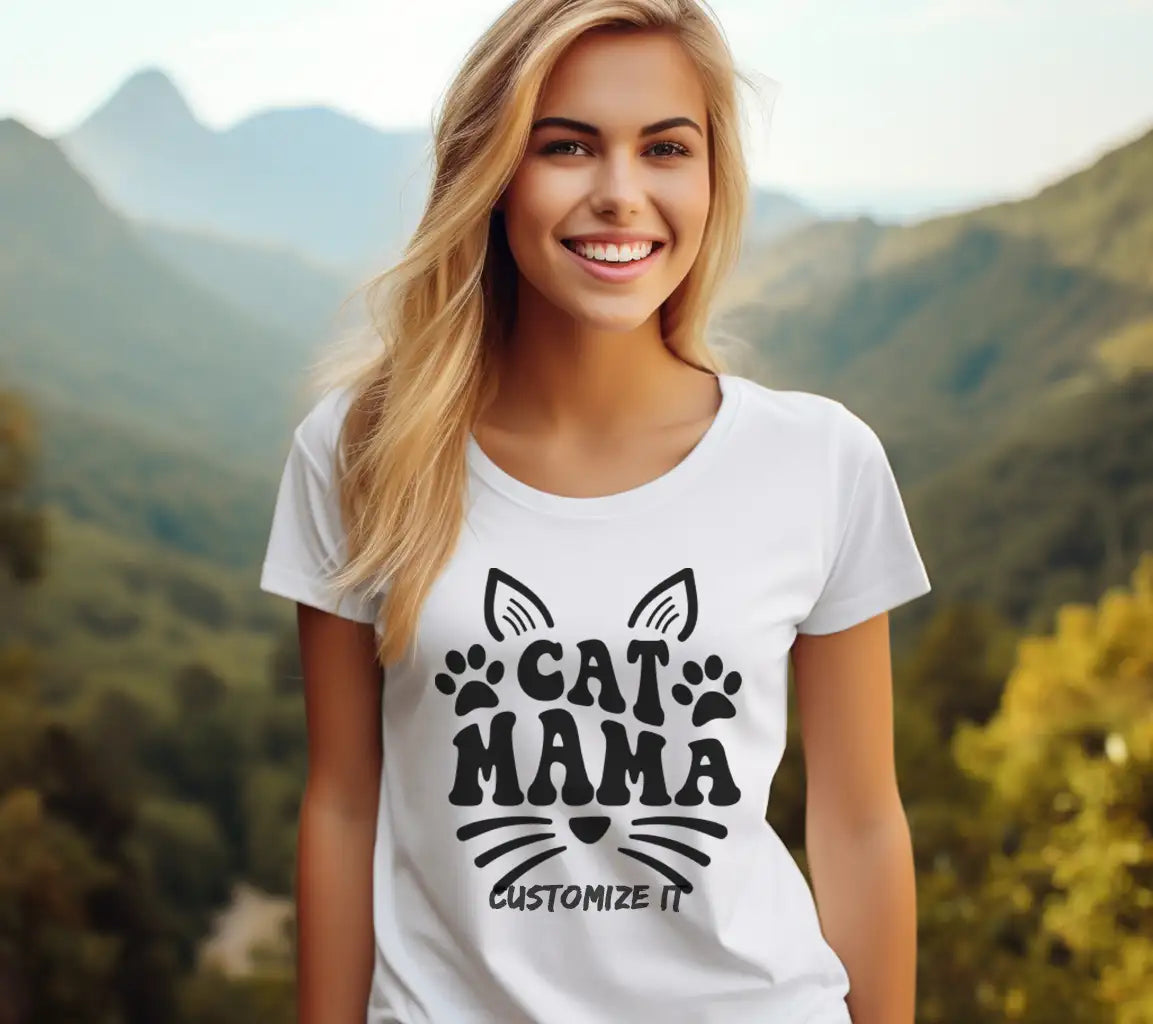  Cat Mama Silhouette SVG with Paw Prints SVG