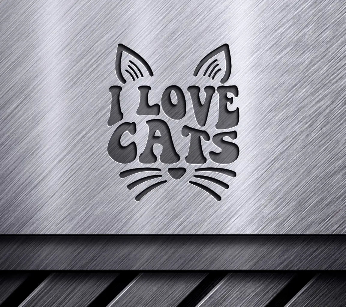  Cat Silhouette I Love Cats SVG Cut File SVG