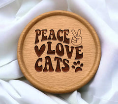 Peace Love Cats SVG -  Sign with Peace Sign & Paw Print SVG