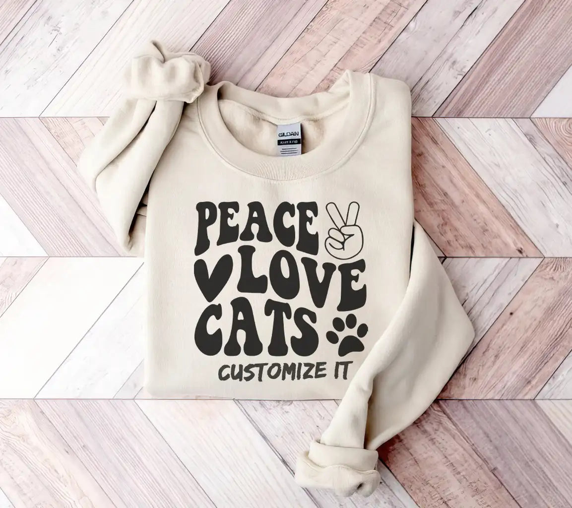 Peace Love Cats SVG -  Sign with Peace Sign & Paw Print SVG