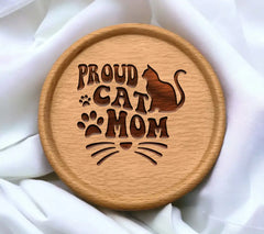 Proud Cat Mom Silhouette SVG -  Cat with Paw Prints SVG